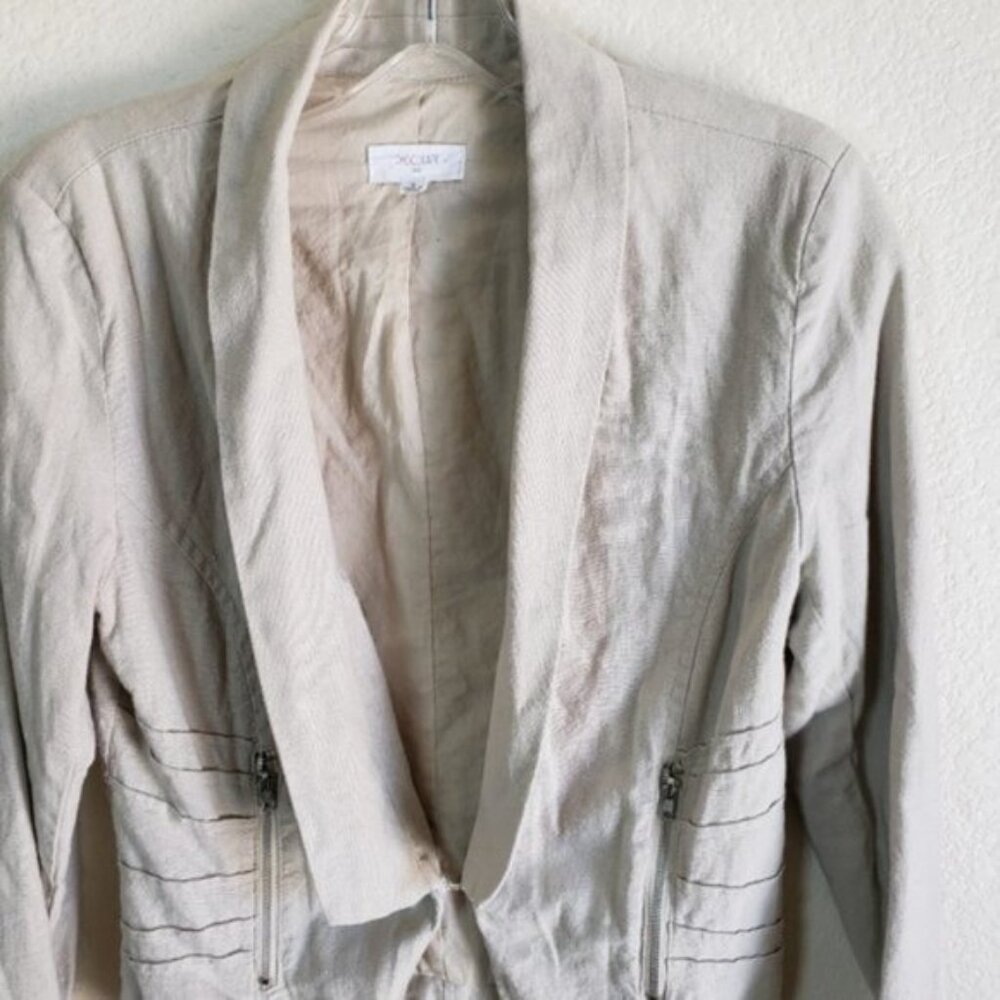 Chocolate USA Linen/Rayon Lagenlook Summer Blazer Jacket in Ivory size S - Picture 7 of 14